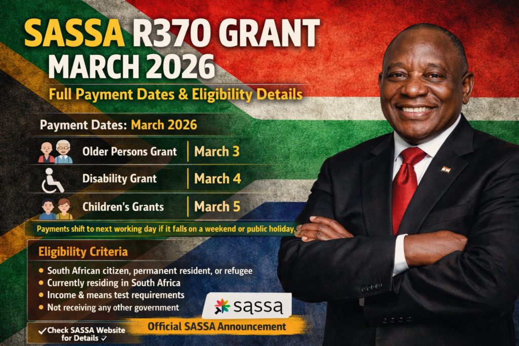 SASSA R370 Grant March 2026: Full Payment Dates and Eligibility Details
