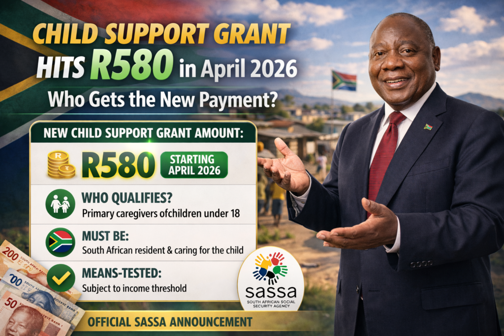 Child Support Grant Hits R580 in April 2026 – Who Gets the New Payment?